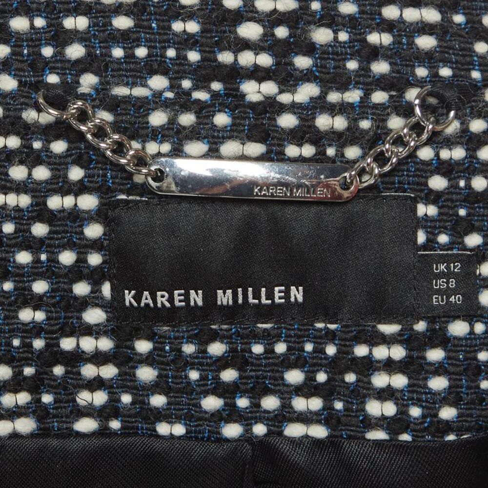 Karen Millen Black Tweed And Leather Biker Jacket M - Picture 4 of 5